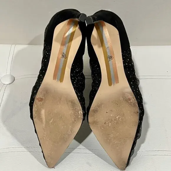 Sam Edelman Farren Black and Gold Ankle Boots - Picture 8 of 11